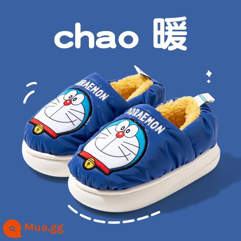 Ngọc Chó Túi Trẻ Em Gót Dép Bông Mùa Thu Đông Bé Gái Công Chúa Trong Nhà Ấm Áp Làm Dày Cha Mẹ-Con Giày Sanrio Cotton - mèo leng keng màu xanh