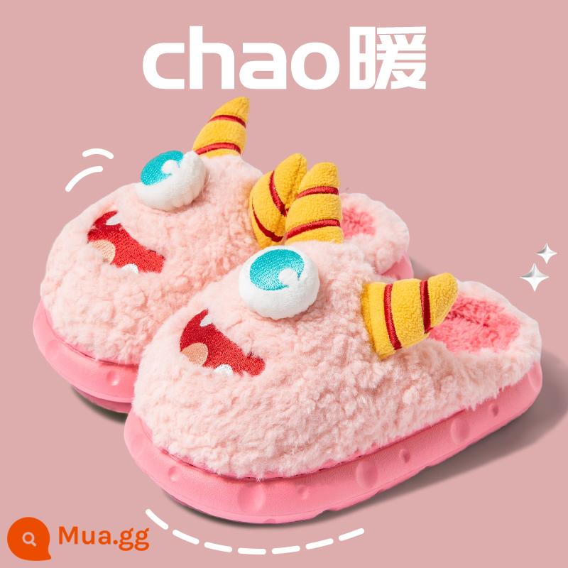 Ngọc Chó Túi Trẻ Em Gót Dép Bông Mùa Thu Đông Bé Gái Công Chúa Trong Nhà Ấm Áp Làm Dày Cha Mẹ-Con Giày Sanrio Cotton - bột quái vật nhỏ