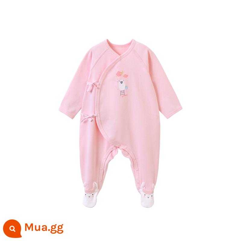 Quần áo trẻ em người Anh Sairou áo liền quần lụa mùa xuân và mùa thu jumpsuit sơ sinh bé trai và bé gái quấn chân bé mùa thu và mùa đông mới - Bột pha lê YLHAJ01029A (52-59 có chân)