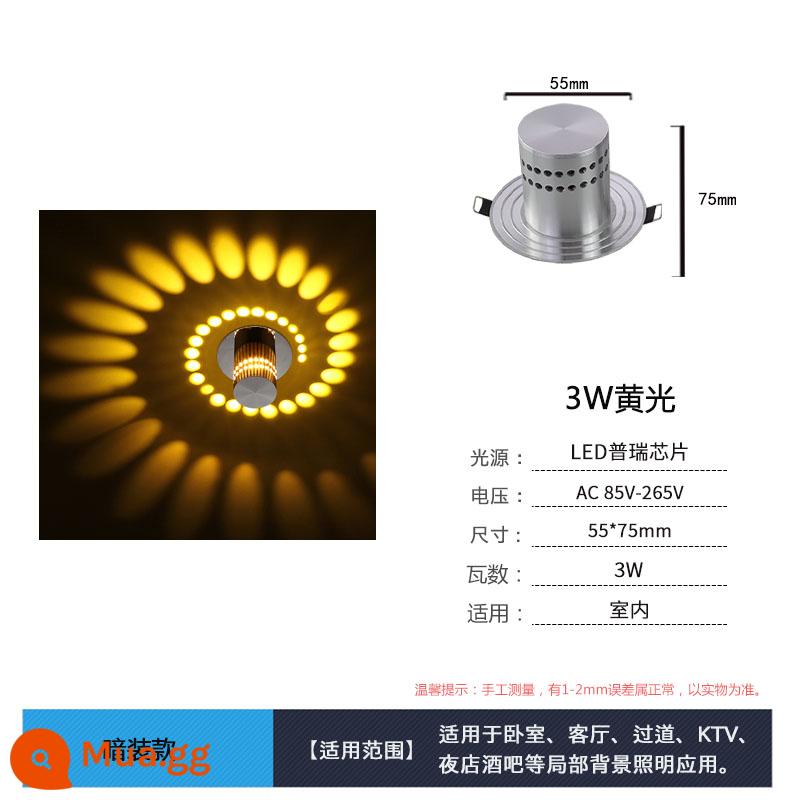 Đèn LED Sáng Tạo Hành Lang Hiên Lối Đi Đèn Phòng Khách Phòng Ngủ Đầu Giường Nền Thanh Đèn KTV Hành Lang Đèn Tường Trang Trí - Lắp đặt giấu đèn vàng 3W