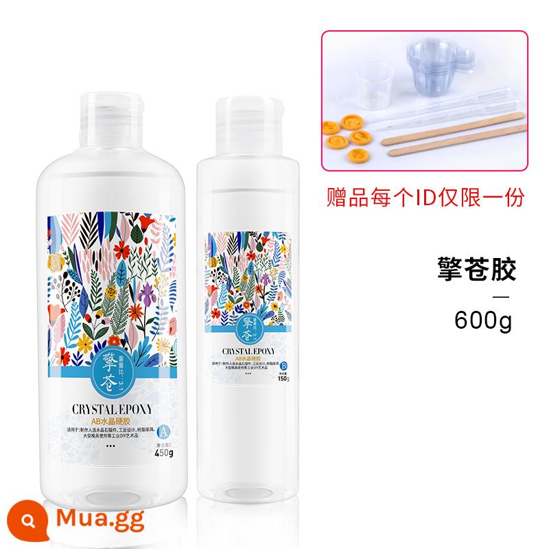 Nhựa Epoxy AB keo sông bàn thùng cao pha lê trong suốt keo handmade tự làm chất liệu mẫu hổ phách sản xuất - (Nâng cấp) Keo dán bàn sông có độ thấm cao Keo nhựa epoxy Qingcang 600g + bộ dụng cụ