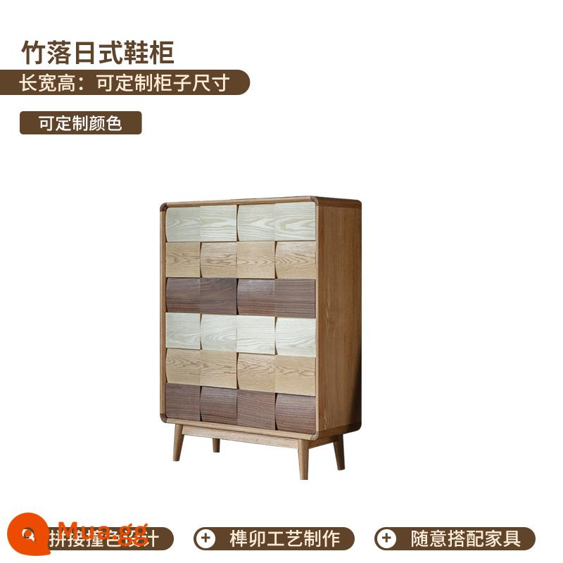 Tủ giày kiểu Nhật Xuanguan tủ tròn retro cửa nhà sử dụng gỗ sồi màu trắng Walnut trắng sáp trắng - Chất liệu và kích thước tùy chỉnh theo nhu cầu