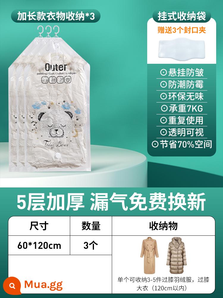 Xuống áo khoác chân không lưu trữ túi treo loại hút nén túi áo bông quần áo treo túi tủ quần áo treo quần áo hiện vật túi - Bộ 3 mẫu cực dài [đảm bảo bù đắp cho rò rỉ không khí]