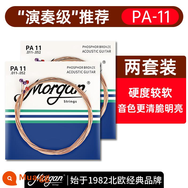 Dây đàn guitar Morgan bộ 6 dây dân gian guitar điện cổ điển trọn bộ phụ kiện một dây bọc chống gỉ - Chơi PA11 [2 bộ] Không có quà