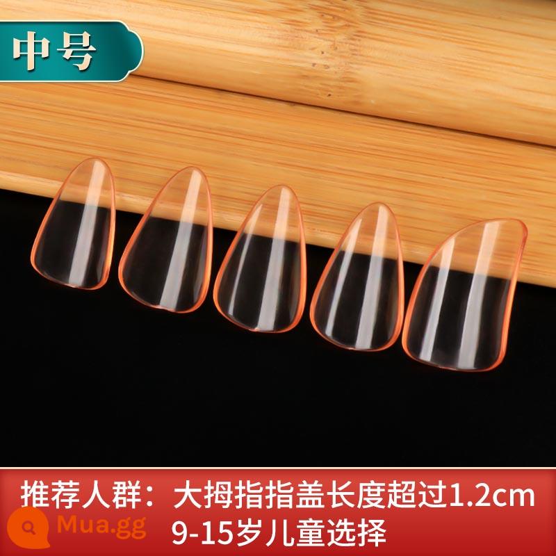 Trẻ em đàn tỳ bà móng hiệu suất cấp trưởng thành thử nghiệm đặc biệt trong suốt celluloid nylon đàn tỳ bà móng miếng gửi băng dính - Màu cam pha lê trong suốt [Size trung bình 9-15 tuổi] + Gói quà