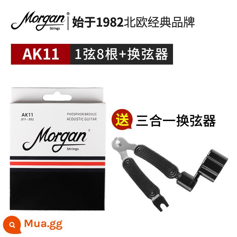 Dây đàn guitar Morgan bộ 6 dây dân gian guitar điện cổ điển trọn bộ phụ kiện một dây bọc chống gỉ - AK11 chuyên nghiệp [8 dây 1]