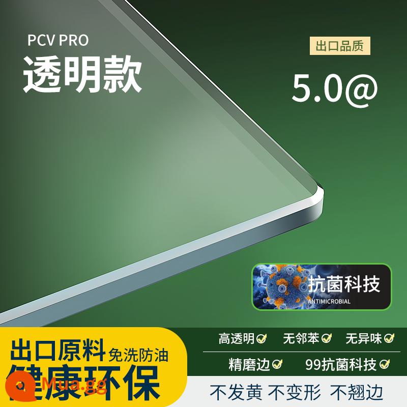 Kính mềm để bàn trong suốt bàn thảm không rửa chống nước chống dầu nóng PVC bàn cà phê khăn trải bàn đệm bảo vệ phim tấm pha lê - [Công nghệ kháng khuẩn + bảo vệ dầu lâu dài 192h] Độ trong suốt cao 5.0@