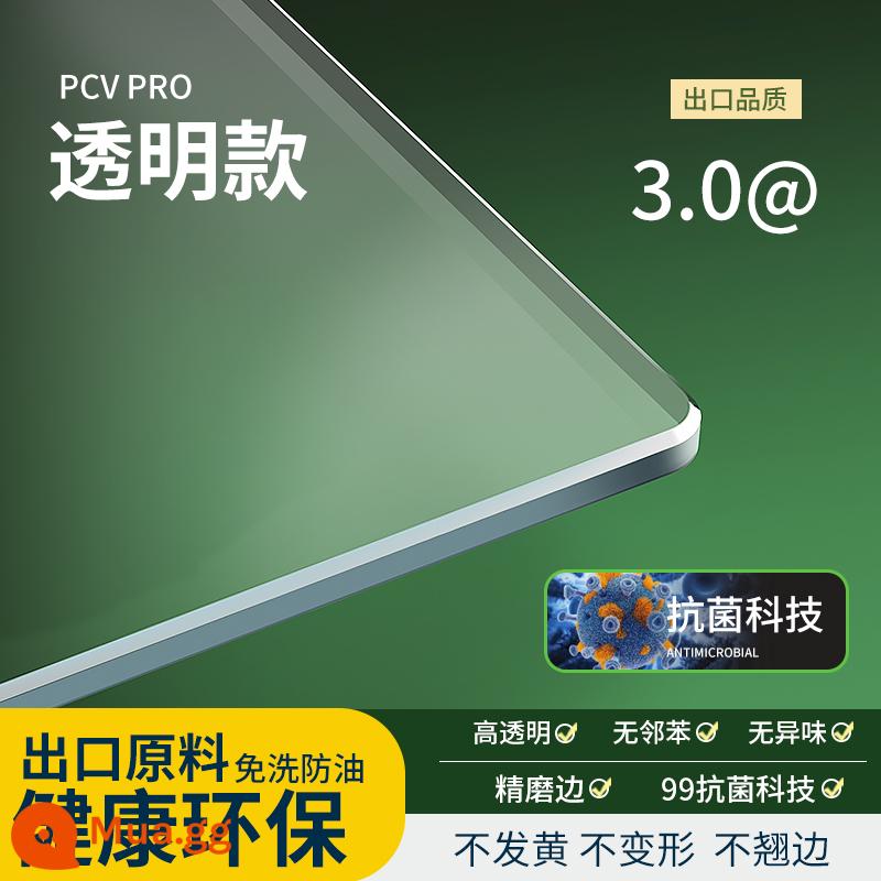 Kính mềm để bàn trong suốt bàn thảm không rửa chống nước chống dầu nóng PVC bàn cà phê khăn trải bàn đệm bảo vệ phim tấm pha lê - [Công nghệ kháng khuẩn + bảo vệ dầu lâu dài 192h] Độ trong suốt cao 3.0@