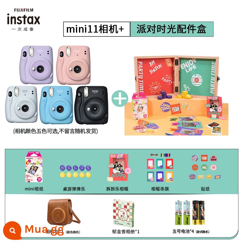 Máy ảnh Fuji Polaroid mini11/9 chụp ảnh một lần quà tặng sinh viên máy ảnh hoạt hình làm đẹp cho trẻ em - Hộp phụ kiện thời gian dự tiệc mini11+ tùy chọn năm màu