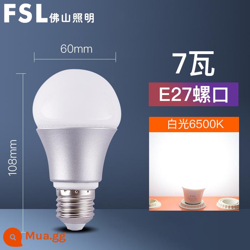 Phật Sơn Chiếu Sáng Bóng Đèn LED 3W Bóng Đèn Tiết Kiệm Năng Lượng Siêu Sáng Chiếu Sáng Gia Đình E27 Vít Vít Bóng Đèn Cổ Lưỡi Lê - Thân đèn bằng nhôm 7W Ổ cắm vít E27 [ánh sáng trắng]