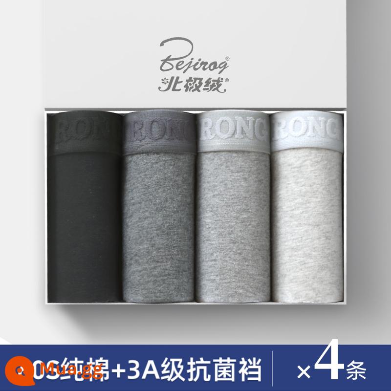 Quần Lót Bé Trai Cotton Nguyên Chất Nam Vô Trùng Quần Lót Boxer Cá Tính Xu Hướng Thanh Niên Rời Size Lớn Quần Lót Boxer - [Sườn cotton co giãn hở loại A] Xám hoa đậm + xám hoa vừa + xám hoa nhạt + đen