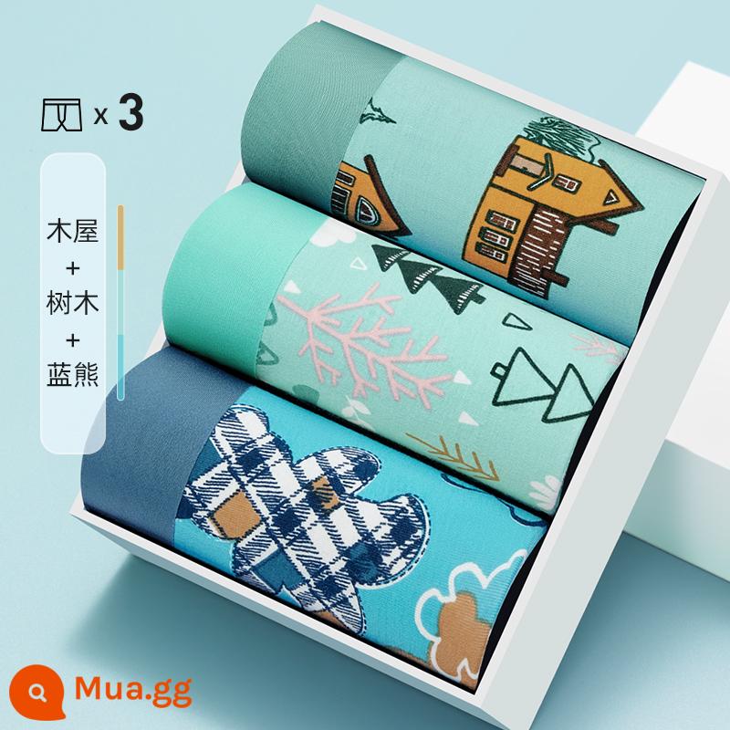 Quần Lót Bé Trai Cotton Nguyên Chất Nam Kháng Khuẩn Quần Lót Boxer Rời Size Lớn Cá Tính Hợp Thời Trang Màu Hồng Quần Lót Boxer - 3 gói - bản in đầy đủ 03A [kháng khuẩn 3A]