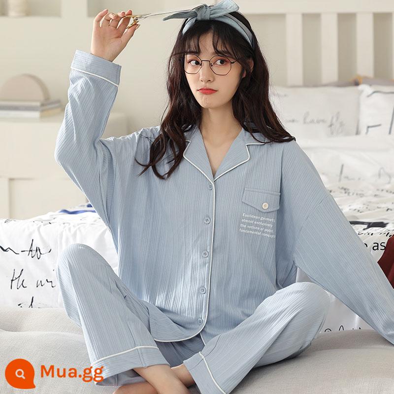 Bộ đồ ngủ cotton nữ dài tay mùa xuân và mùa thu 2023 mới mùa hè cỡ lớn có thể mặc bên ngoài bộ quần áo ở nhà dễ thương - WR0081