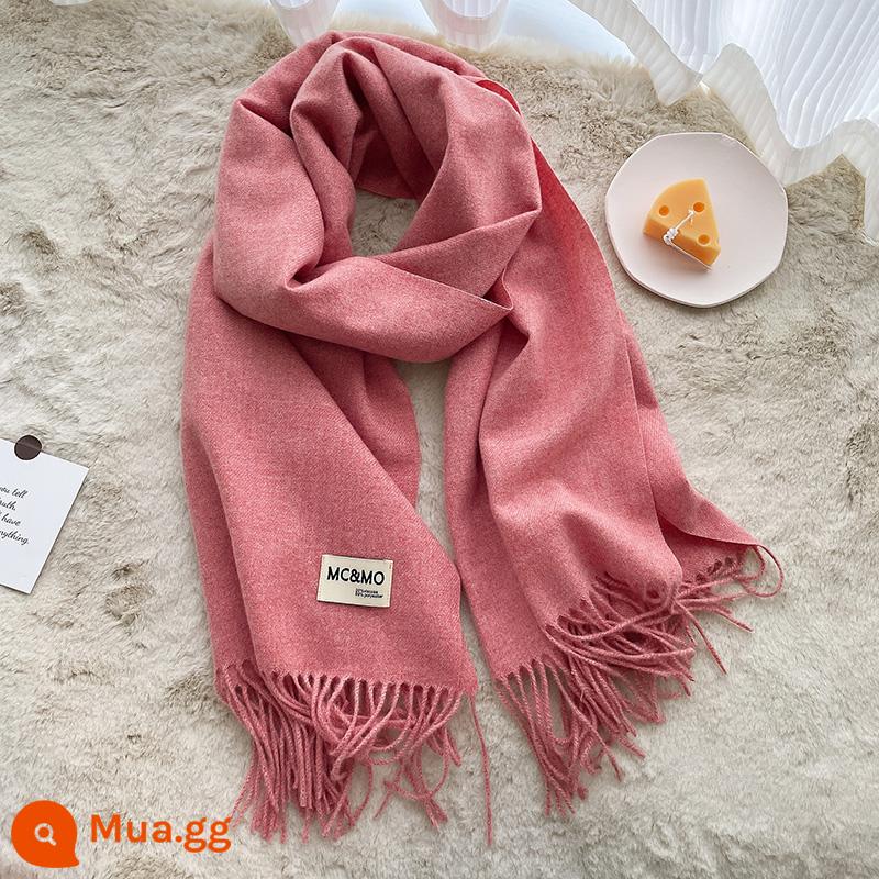 2022 mới đồng màu khăn nữ mùa đông dày giả khăn choàng cashmere đôi cặp đôi dệt kim ấm khăn đa năng - Số 26 Lá Phong Đỏ