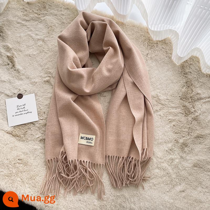 2022 mới đồng màu khăn nữ mùa đông dày giả khăn choàng cashmere đôi cặp đôi dệt kim ấm khăn đa năng - Gạo hoa số 24