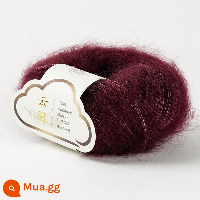 [Yunyu] lụa mohair len 70 mohair trẻ Nam Phi 30 sợi len dệt kim thủ công bằng tay - 110 rượu vang đỏ