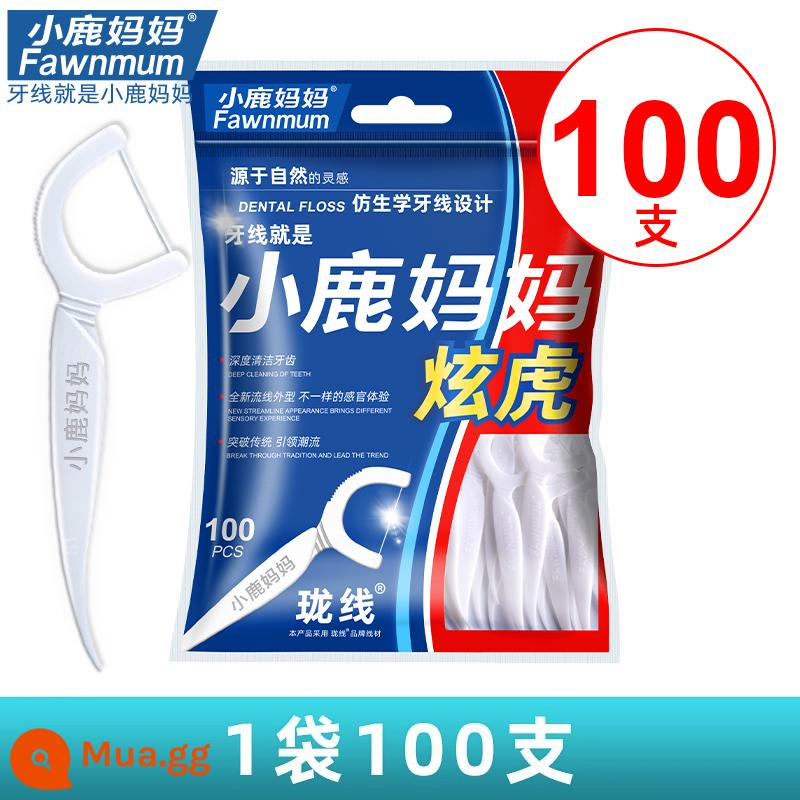 Mẹ Hươu Cổ Điển Cực Chỉ Nha Khoa Di Động Họ Gói Tăm Dòng Hộp Di Động Chọn Chỉ Nha Khoa Dính 1000 Cái Miễn Phí Vận Chuyển - 1 túi 100 miếng