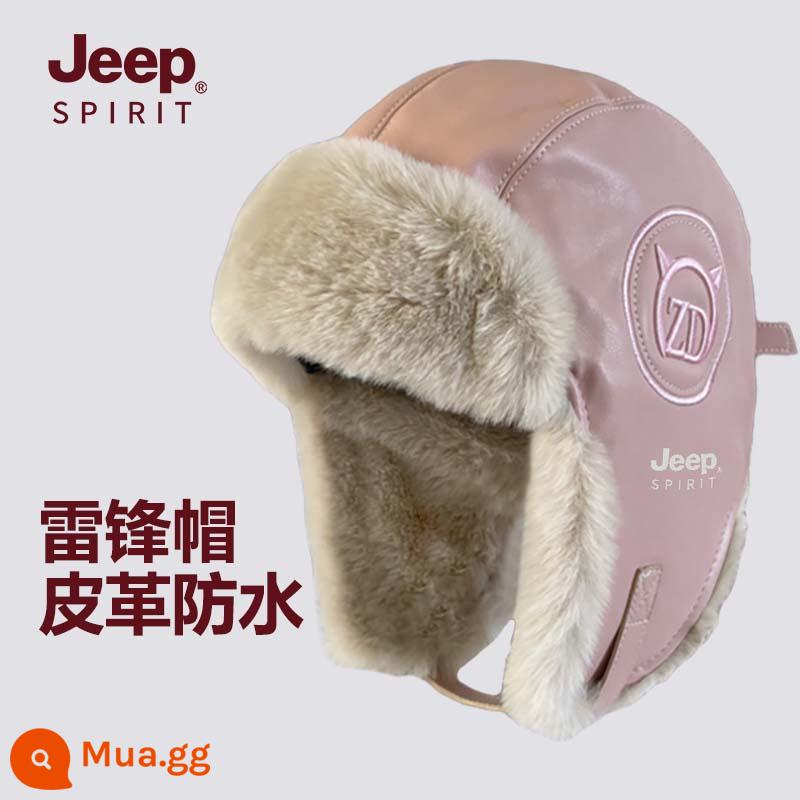 Jeep Nón Nam Mới Mùa Đông 2022 Plus Nhung Bảo Vệ Tai Ấm Nữ Lạnh Nón Mũ Cotton Lạnh Dày Lôi Phong Nón - Giả da màu hồng