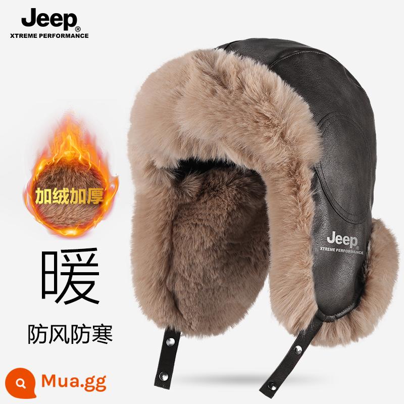 Jeep Nam Lôi Phong Mũ Nam Mùa Đông Ấm Áp Đi Xe Đạp Xe Điện Chống Gió Và Chống Lạnh Mũ Cotton Dày Nữ mũ Nam - Mẫu da mềm dày dặn chống thấm nước và chống gió màu xám đậm