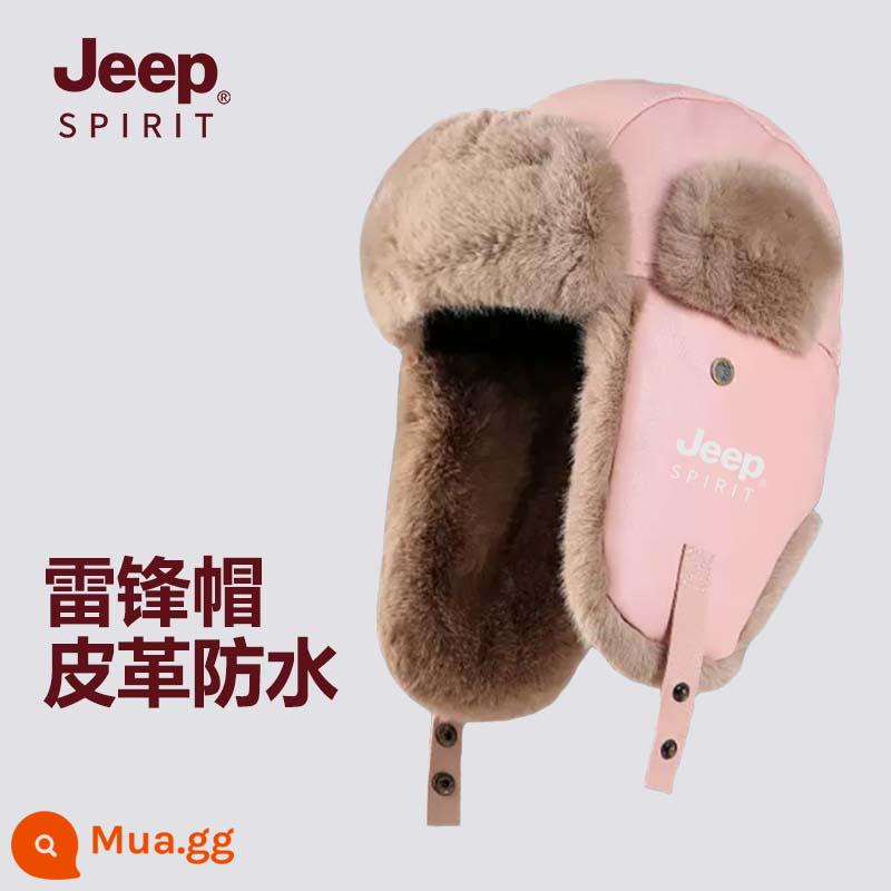 Jeep Nón Nam Mới Mùa Đông 2022 Plus Nhung Bảo Vệ Tai Ấm Nữ Lạnh Nón Mũ Cotton Lạnh Dày Lôi Phong Nón - A0808 giả da hồng