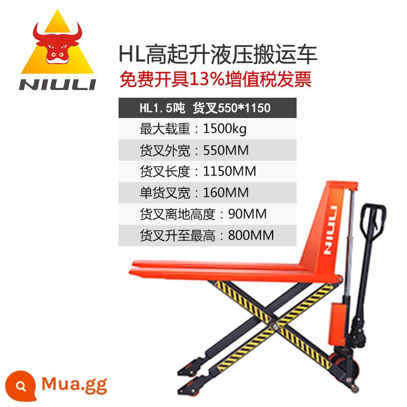 NIU Li COTSUAL Đóng gói cao -Machine Thủy lực Thủy lực 2 tấn 3 -ToT tay nhỏ và tay hạ cánh tay -Machine Hand -pile Hand -pile High -machine - Xe nâng cao 1,5 tấn 550 * 1150 có thể nâng được 800MM