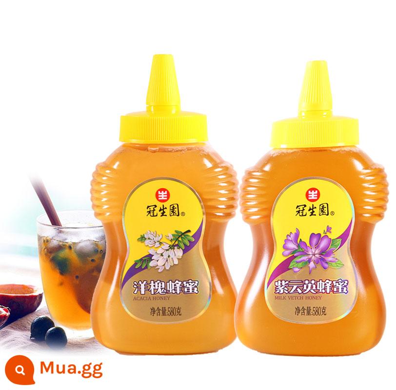 Thượng Hải đặc sản mật ong Guanshengyuan 580g keo mật hoa đậu tằm mật ong kết hợp đất mật ong miễn phí vận chuyển - 580g*2 chai (mật ong keo + mật ong sữa)