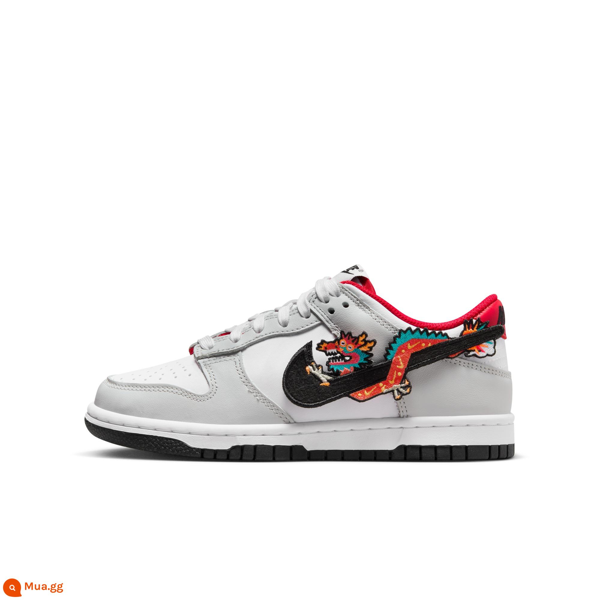 Giày thể thao trẻ em Nike Nike bé trai DUNK LOW size lớn xuân mới Tết Canh Tý FZ5528 - 101 trắng/đen/trắng/đỏ đại học/màu photon bụi/xanh xương rồng