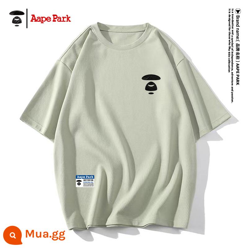 Lee Dorga dài tay T-shirt nam rộng rãi T-shirt mùa thu và mùa đông cộng với nhung đáy dày áo sơ mi quần áo nam màu trắng - Tay ngắn xanh rêu 8903