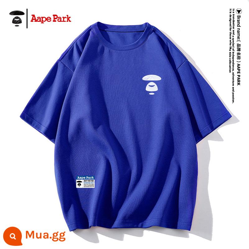 Lee Dorga dài tay T-shirt nam rộng rãi T-shirt mùa thu và mùa đông cộng với nhung đáy dày áo sơ mi quần áo nam màu trắng - Tay ngắn màu xanh hoàng gia 8903