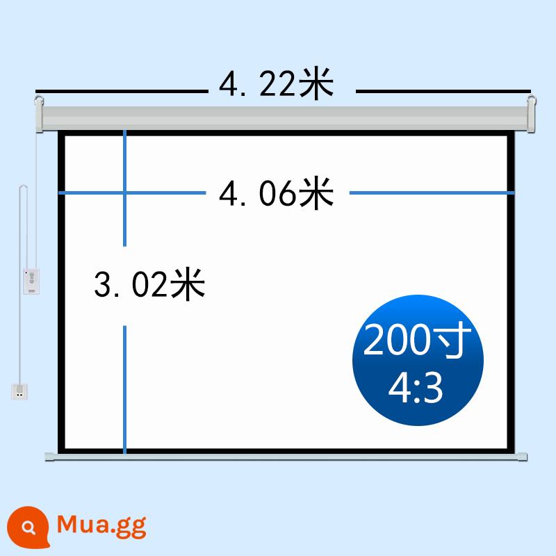 Màn chiếu độ nét cao rèm điện nâng màn hình phun sơn nền chống ánh sáng chiếu vải rèm chiếu nhà - Màn hình điện 200 inch 4:3 + điều khiển từ xa miễn phí