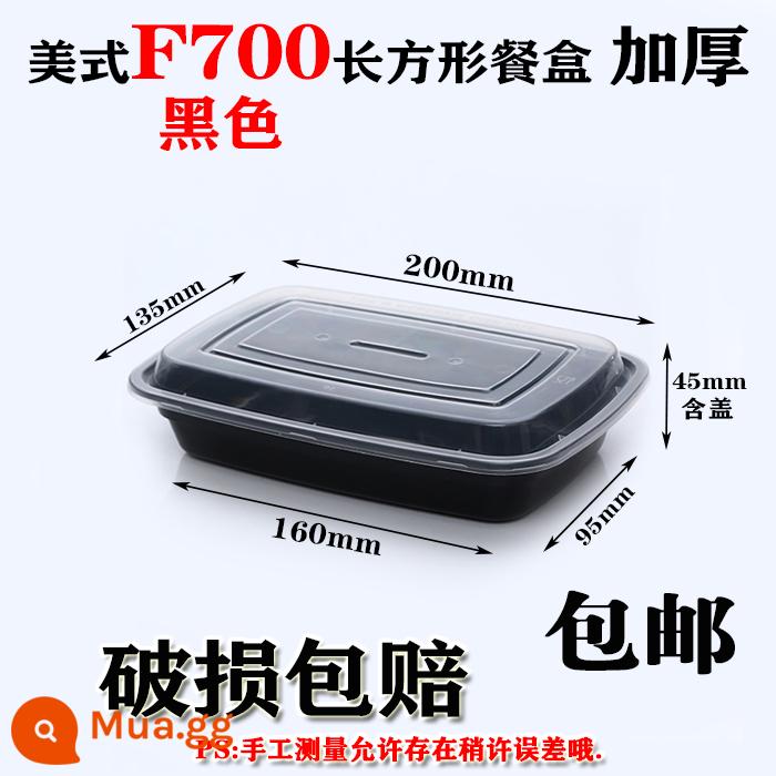 750ML Mỹ hình chữ nhật hộp cơm trưa dùng một lần 900ML giao hàng bao bì hộp tròn đen nắp lồi hộp cơm trưa bát canh - Chữ nhật F700 đen 150 bộ