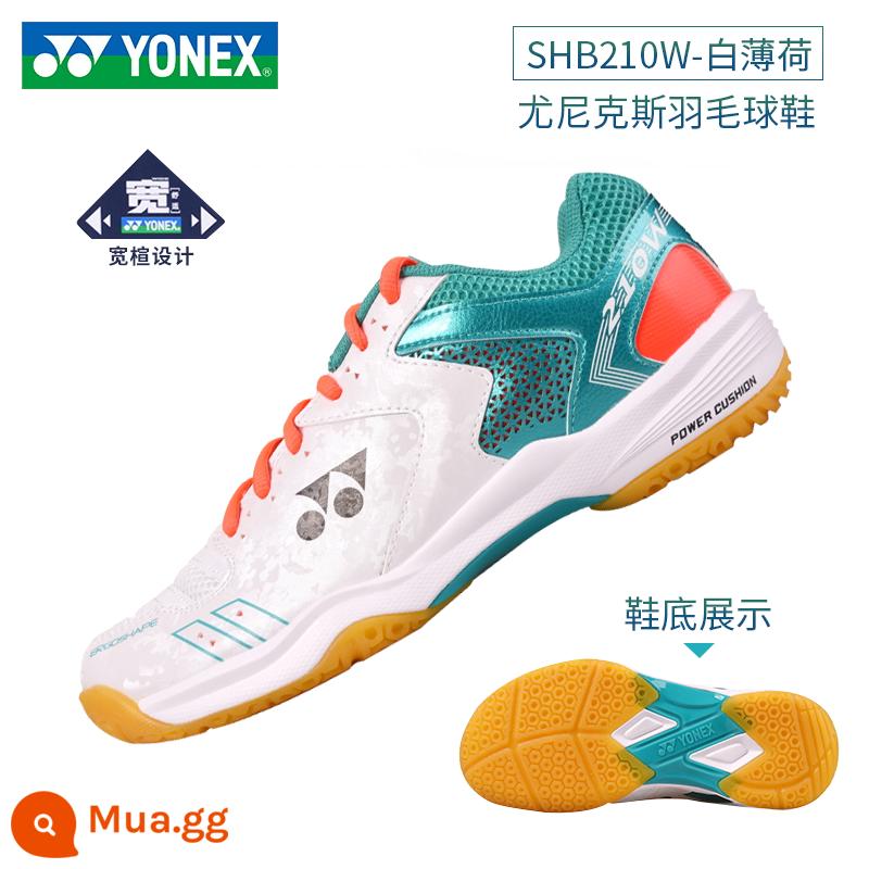 YONEX Giày cầu lông Yonex nam và nữ giày thể thao chuyên nghiệp hàng đầu chống trượt chống trượt YY - Phiên bản cuối cùng màu trắng/bạc hà rộng 210WCR (thích hợp cho người có bàn chân rộng) cùng kiểu dáng cho nam và nữ