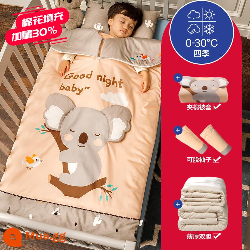 Túi Ngủ Cho Bé Maruya Chăn Chống Đá Mùa Thu Đông Cho Trẻ Em Vào Mùa Đông Cotton Nguyên Chất Nhiệt Độ Không Đổi Túi Ngủ Cho Bé Mùa Thu Đông Chăn Chống Đá - Koala - Mật có thể tháo rời [0-28° mật kép mỏng và dày cho tất cả các mùa]