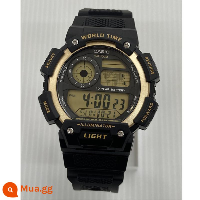 Đồng hồ Casio nam CASIO AE-1200WHD-1A dây thép retro đồng hồ điện tử học sinh chống nước đa năng - Chữ vàng đen AE-1400WH-9A đi kèm phim