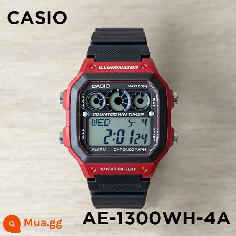 Đồng hồ Casio CASIO AE-1200WH-1C đồng hồ điện tử nhựa sinh viên thể thao chống thấm nước phong cách cổ điển đa chức năng - AE-1300WH-4A khung ngoài màu đỏ đen đường kính ngoài 42,1MM phim miễn phí