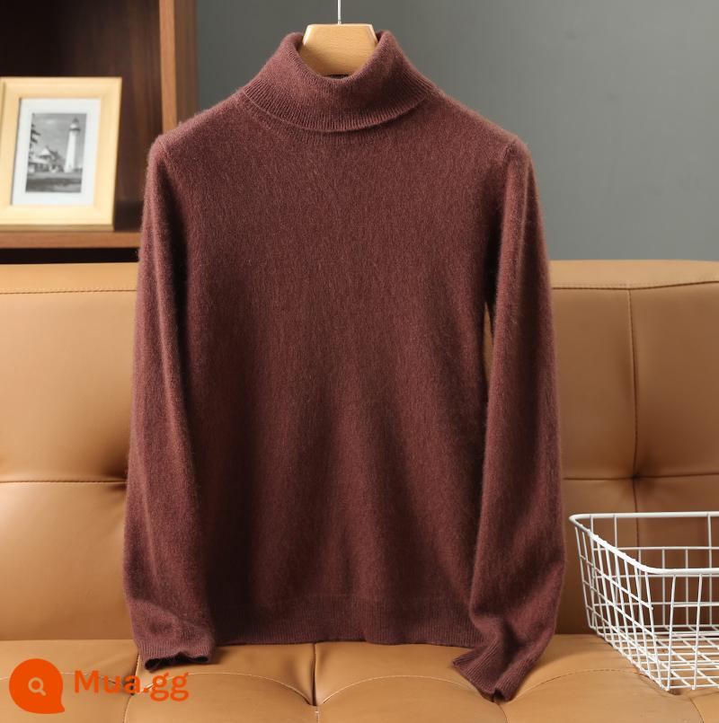 Áo len cashmere 100% nguyên chất cao cổ của Ordos cho nữ áo len chui đầu dáng rộng ngắn dệt kim có đáy - cà phê nhẹ