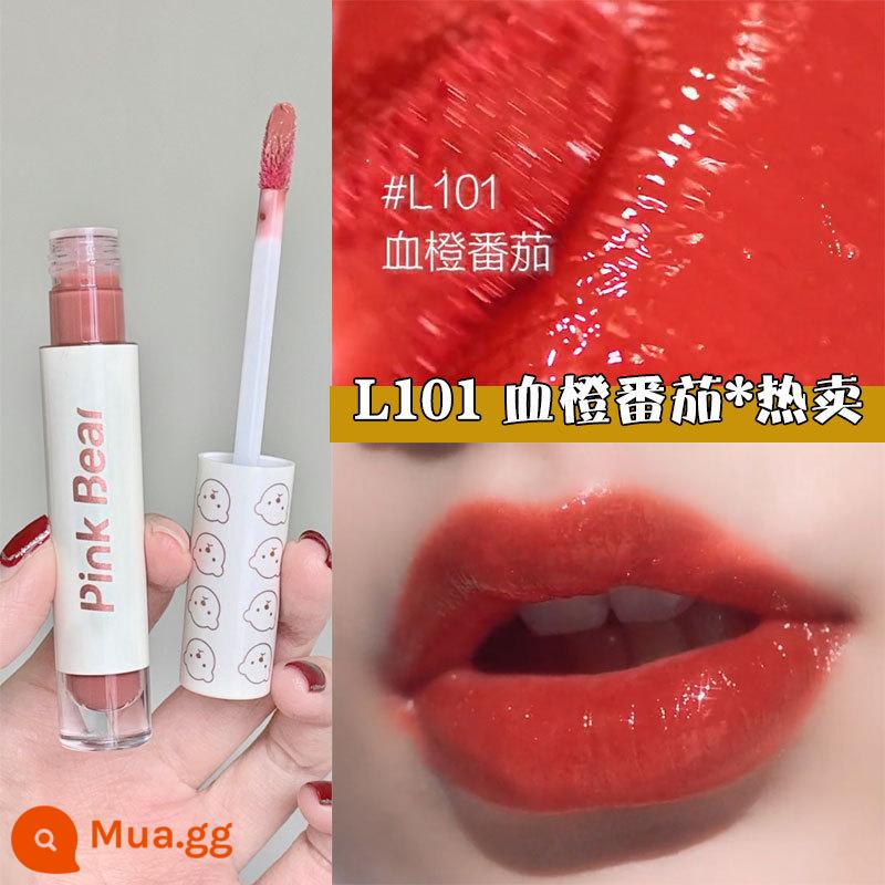 PINKBEAR Pi Ke Xiong G102 Lip Glaze Màu Trà Sữa Gương Pudding Son Môi G416 Pepper Pi Ke Xiong - L101 cà chua cam huyết, làm trắng không cần gọt vỏ