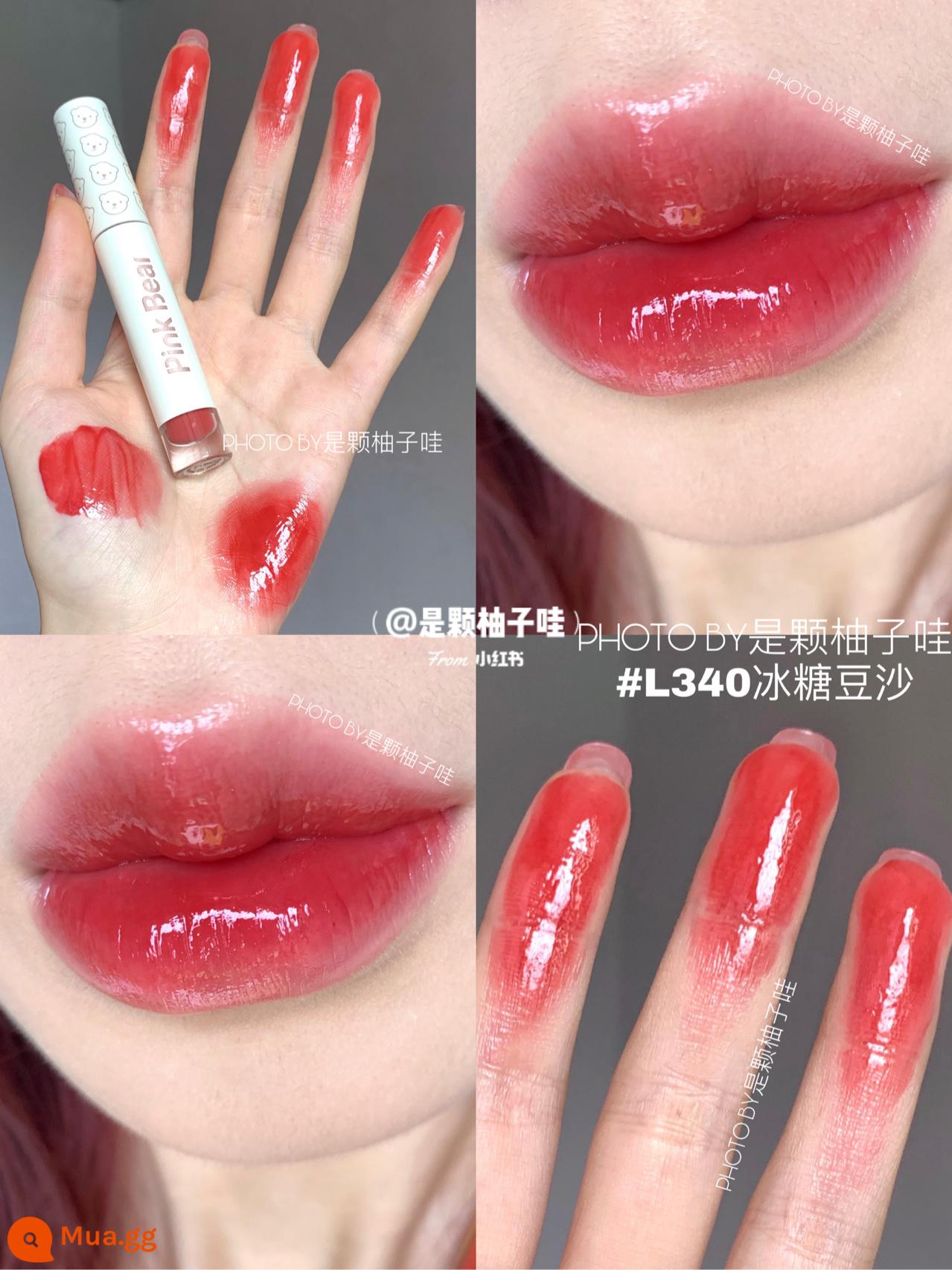 PINKBEAR Pi Ke Xiong G102 Lip Glaze Màu Trà Sữa Gương Pudding Son Môi G416 Pepper Pi Ke Xiong - L340 Bột đậu đường đá Màu cô gái ngọt ngào