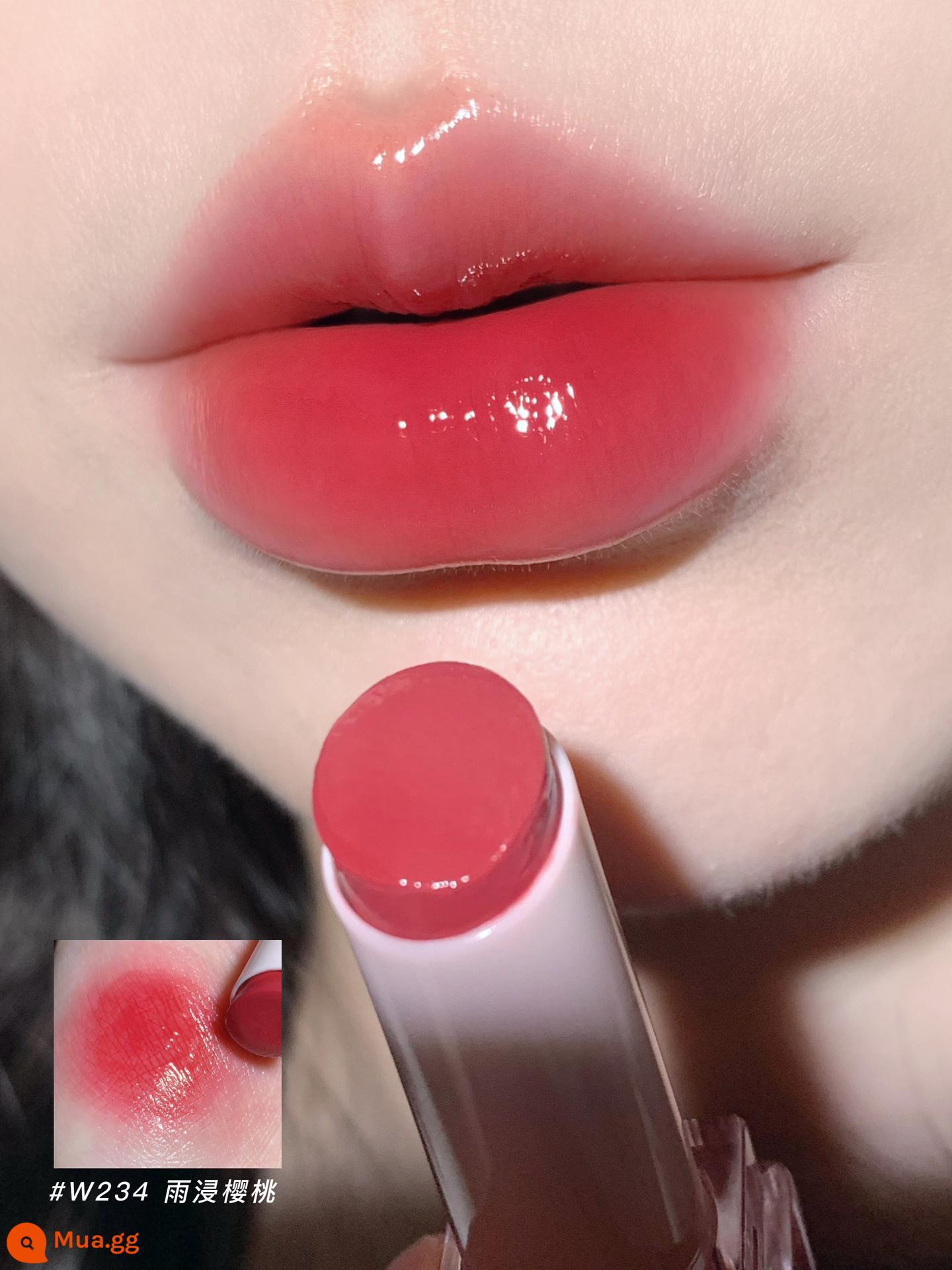 PINKBEAR Pi Ke Xiong G102 Lip Glaze Màu Trà Sữa Gương Pudding Son Môi G416 Pepper Pi Ke Xiong - W234 Mưa ngâm hồng đào