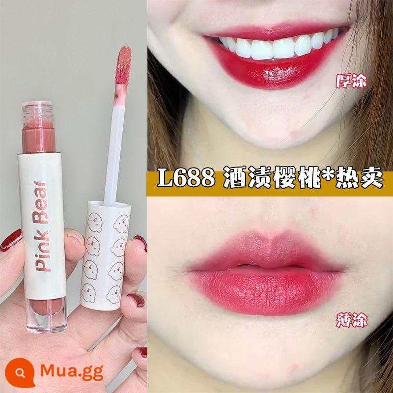 PINKBEAR Pi Ke Xiong G102 Lip Glaze Màu Trà Sữa Gương Pudding Son Môi G416 Pepper Pi Ke Xiong - L688 Màu sắc tinh tế và tươi mát, hồng đậm