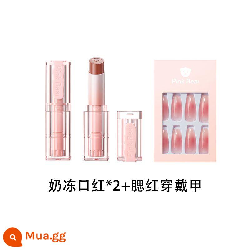 PINKBEAR Pi Ke Xiong G102 Lip Glaze Màu Trà Sữa Gương Pudding Son Môi G416 Pepper Pi Ke Xiong - W423+W131+mặc áo giáp