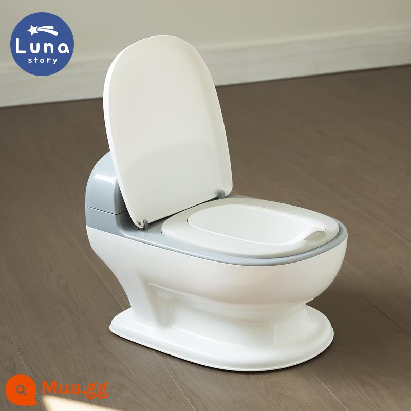 lunastory ghế ngồi toilet cho bé vòng vệ sinh bé trai và bé gái bô tiểu bồn tiểu bồn tiểu công dụng kép - Bồn cầu mô phỏng - Galaxy Grey (tặng 25 túi đựng rác)