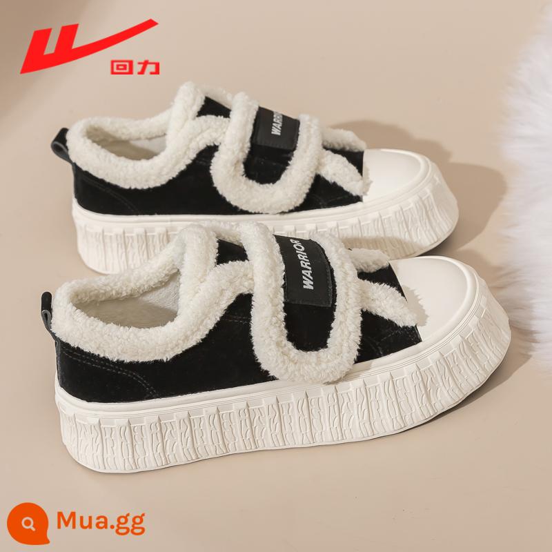 Kéo lại Nhung Velcro Giày Vải Nữ 2023 Mới Thu Đông Phổ Biến Hai Bông Giày Bà Bầu Giày Cotton giày Mùa Đông - đen