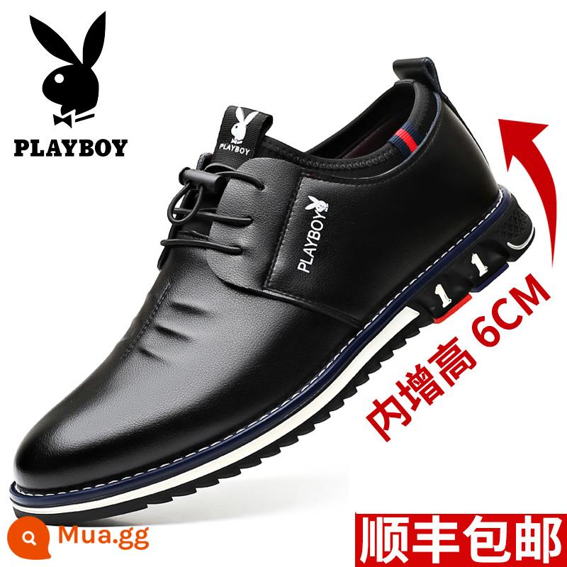 Giày nam Playboy mùa xuân mới giày da nam công sở bên trong tăng chiều cao xu hướng tất cả các trận đấu giày thường nam - Tăng chiều cao màu đen [Chính thức chính hãng]