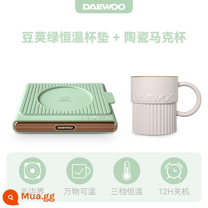 Daewoo nhiệt độ không đổi coaster sưởi ấm coaster 55 độ ấm ấm coaster cốc cách nhiệt văn phòng hộ gia đình sữa nóng hiện vật - Đế lót ly giữ nhiệt Pod Green + Cốc sứ