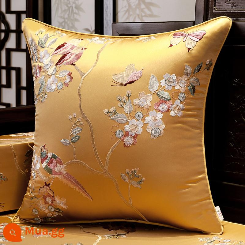 Trung Quốc Mới Phong Cách Gối Gỗ Gụ Sofa Áo Gối Phòng Khách Cổ Điển Đệm Đầu Giường Gối Eo Gối Lõi Đệm Lưng - Cùng Bay - Vàng Champagne