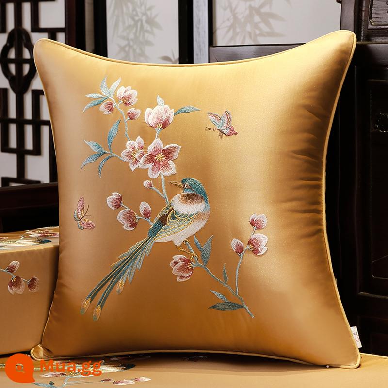 Trung Quốc Mới Phong Cách Gối Gỗ Gụ Sofa Áo Gối Phòng Khách Cổ Điển Đệm Đầu Giường Gối Eo Gối Lõi Đệm Lưng - Man Ting Fang - Vàng sâm panh