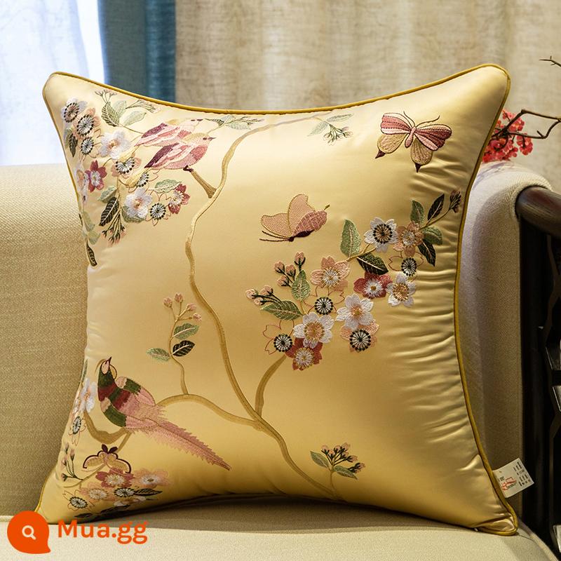 Trung Quốc Mới Phong Cách Gối Gỗ Gụ Sofa Áo Gối Phòng Khách Cổ Điển Đệm Đầu Giường Gối Eo Gối Lõi Đệm Lưng - Cùng nhau bay - màu sâm panh