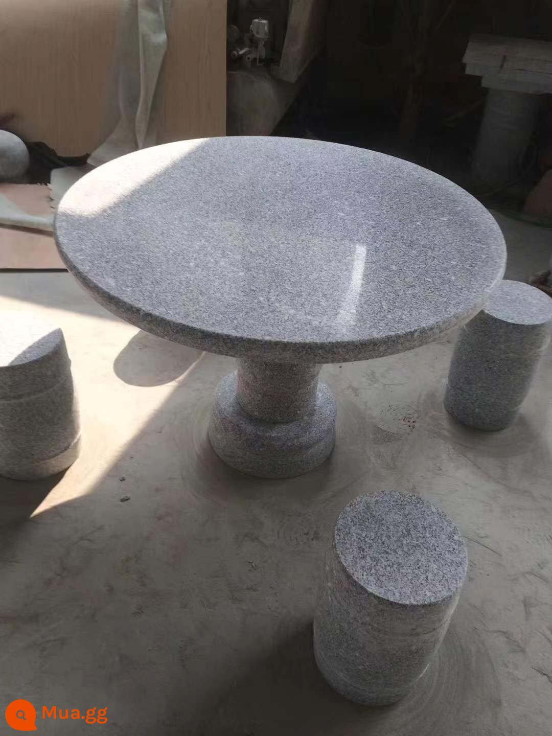 Bàn đá cẩm thạch granite bàn tròn ghế đẩu đá sân ghế vuông nhà băng ghế dự bị công viên ngoài trời ghế lưng ghế đá phiến - Bàn tròn 90cm + 4 ghế đẩu (chưa bao gồm phí vận chuyển)