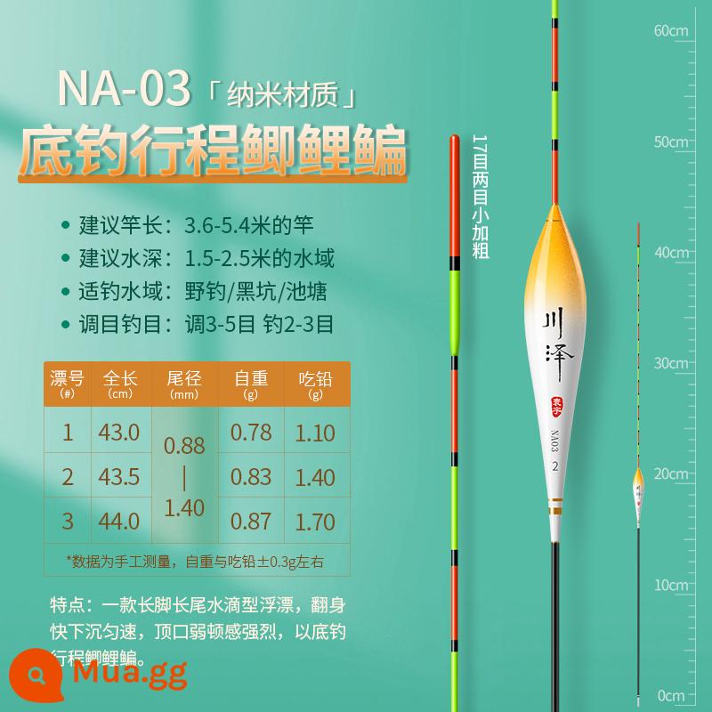 Phao Câu Cá Kawasawa Độ Nhạy Cao Phao Câu Cá Hoang Dã Chính Hãng Phao Cá Chép Siêu Bắt Mắt Bộ Phao Chống Gió Sóng Đậm Siêu Bắt Mắt - NA-03 câu đáy và câu cá diếc (dài 43-44cm, chì 1.1-1.7g)